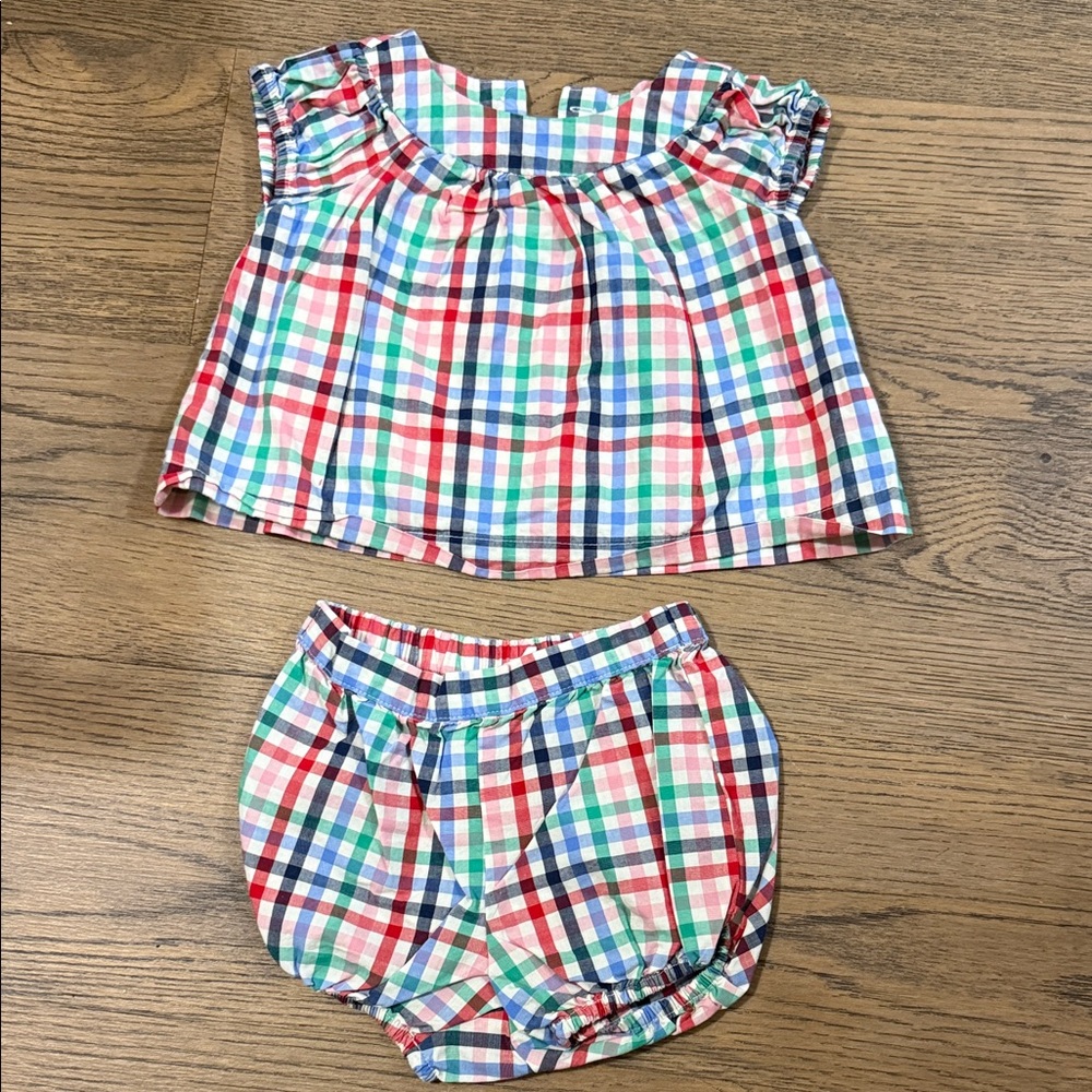 Gap Colorful Plaid Kids Top and Bottom Set - size 6-12m